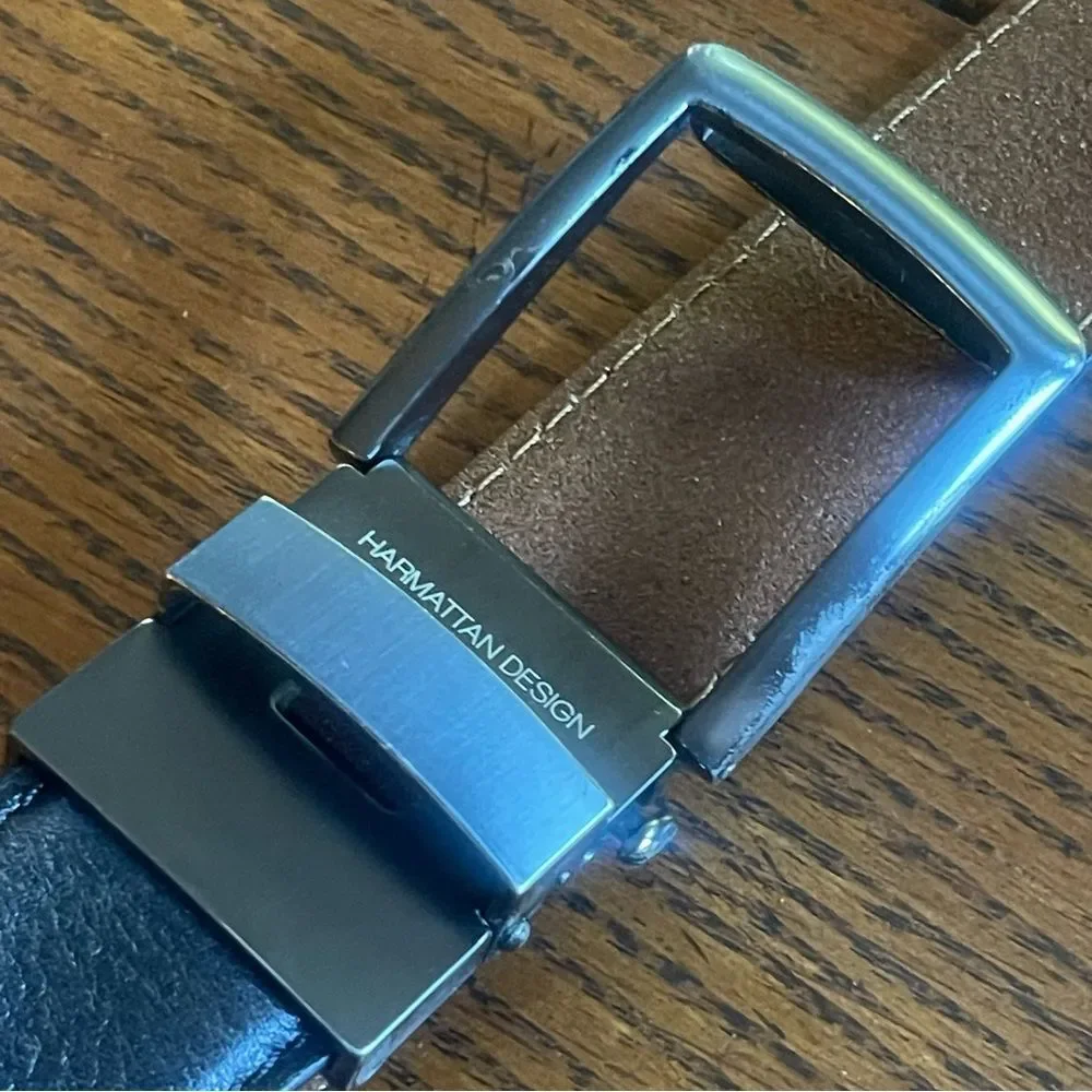 Harmattan Black Leather Belt with Kevlar Core Ratchet System One Size Fits Most